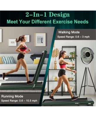 4.75HP 2 In 1 Folding Treadmill with Remote APP Control-Green