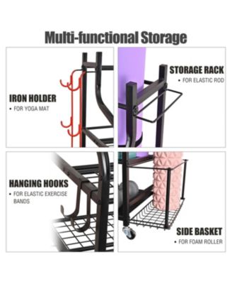 3- Tier Yoga Mat Home Gym Storage Rack, Large Capacity Dumbbell Rack for Home