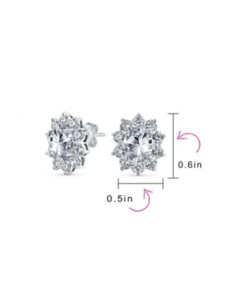 Set of 2 Classic  Crown Black Clear 1.5 CT CZ Stud Earring Silver Plated