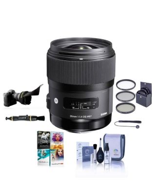 35mm f/1.4 DG HSM ART Lens for Nikon F, Bundle with 67mm Filter Kit, Flex Lens Shade, Cleaning Kit, Cleaner, Cap Tether, PC Software Kit