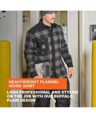 Men's Heavyweight Flannel Work Shirt - Warm Durable Button-Up Shirt
