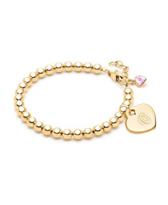 Tiny Blessings Childrens 14K Gold 4mm Beads Engraved Initial Girls 625 Bracelet - 14k gold - o 810$