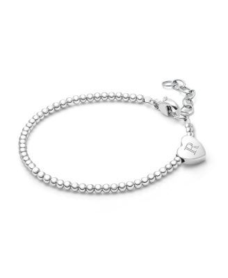 Tiny Blessings Children's Sterling Silver Dainty Heart & Engraved Initial Girls' 5.25" Bracelet - Silver - r