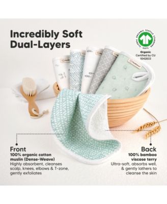 6-Pack Cami Baby Washcloths for Newborn, Cotton Face Wash Cloths for Babies, Soft & Absorbent Baby Bath Towels