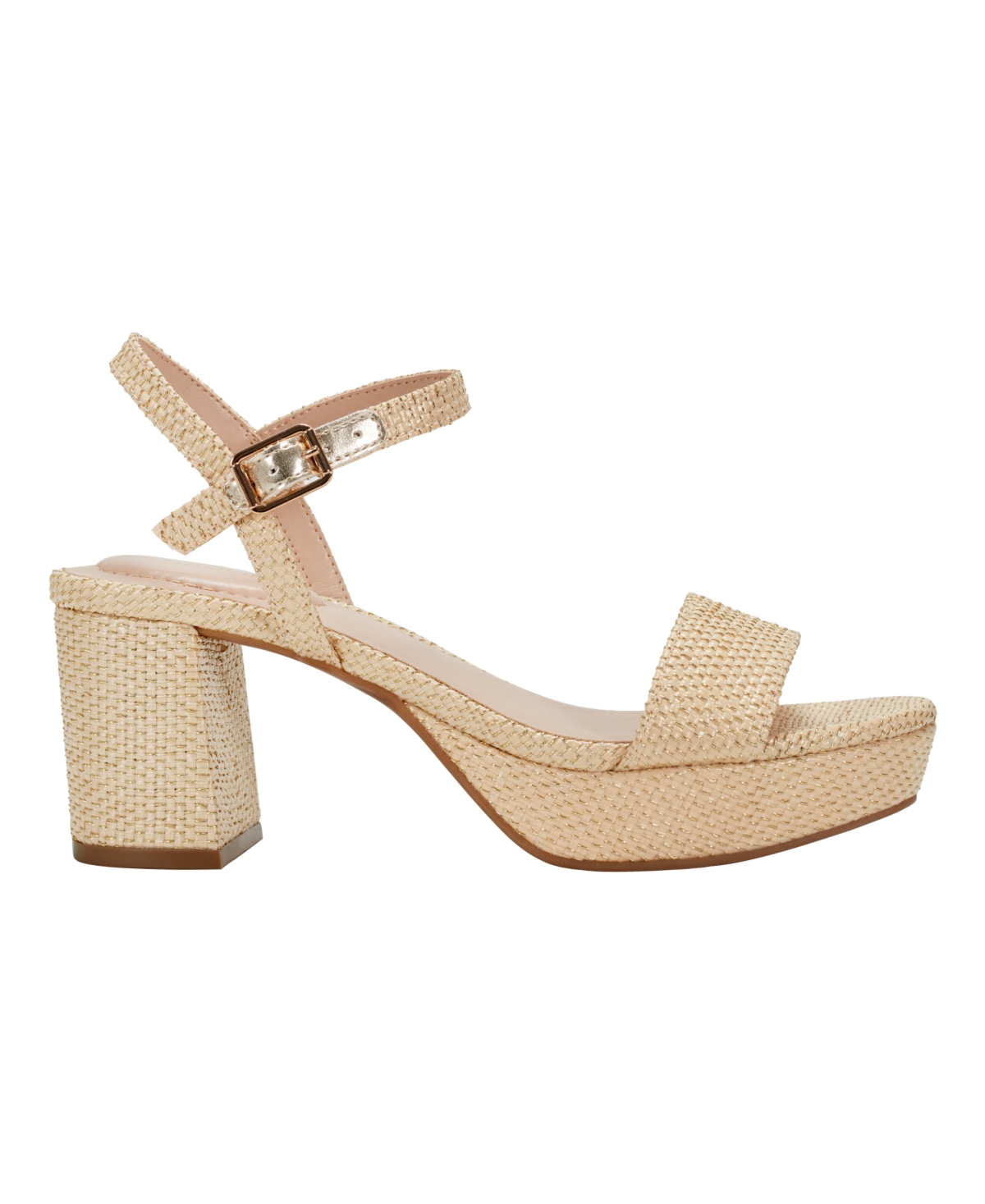 Shop Bandolino Women's Pennie Platform Block Heel Sandals In Light Natural Textile