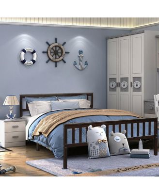 Wood Bed Frame Support Platform with Headboard and Footboard