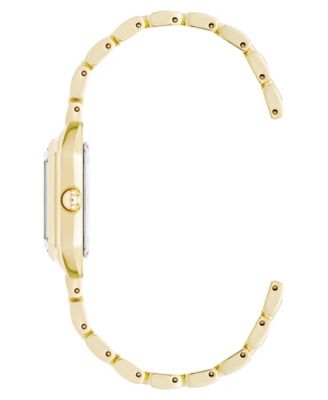 Women's Quartz Petite Octagonal Black and Gold-Tone Metal Alloy Bracelet Watch, 21mm