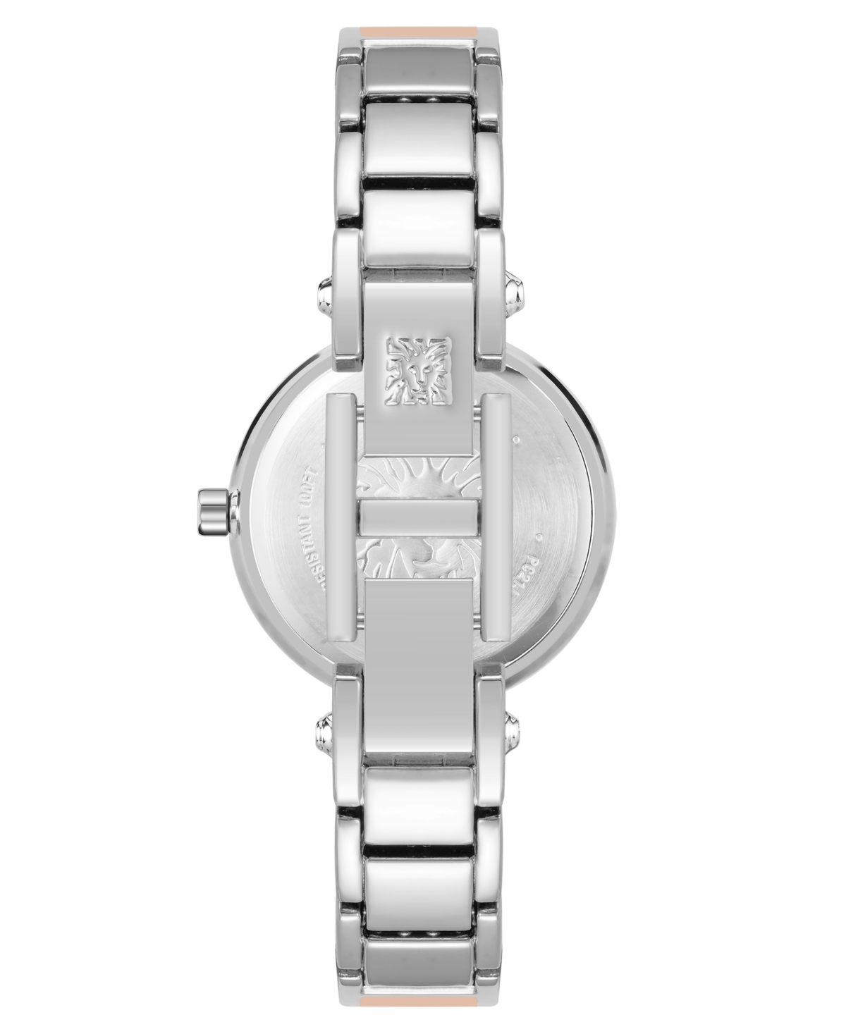 Anne Klein Women's Quartz Sleek Blush Enamel And Silver-tone Metal Alloy Bangle Watch, 28mm In Neutral