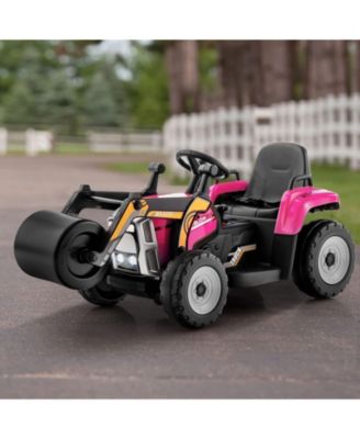 12V Kids Ride on Road Roller with 2.4G Remote Control-Pink