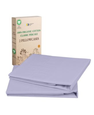 100% Organic Cotton Pillow Cases Queen/Standard Set Of 2, Soft & Breathable Percale Cotton Pillowcases with Envelope Closure by California Design Den