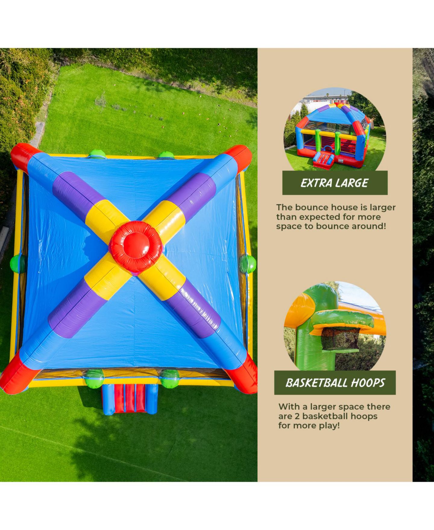 Детские игрушки Xjump Grand Party Dome 20' x 20' Commercial Grade Bounce House, Moonwalk Bouncer Jumper for Kids and Adults, Indoor Outdoor, PVC Vinyl, Birthday Party Rental, Basketball Hoop (Blower Included) — фото 6