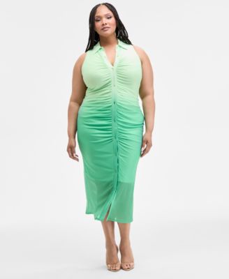 Nina Parker - Trendy Plus Size Ombr&eacute; Ruched Bodycon Dress