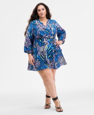 Trendy Plus Size Crinkle Wrap Dress
