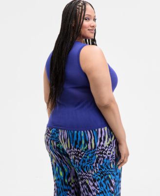 Trendy Plus Size Sheer Sweater-Knit Tank