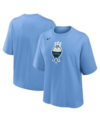 Nike - Women's Light Blue Milwaukee Brewers City Connect Logo Boxy T-Shirt