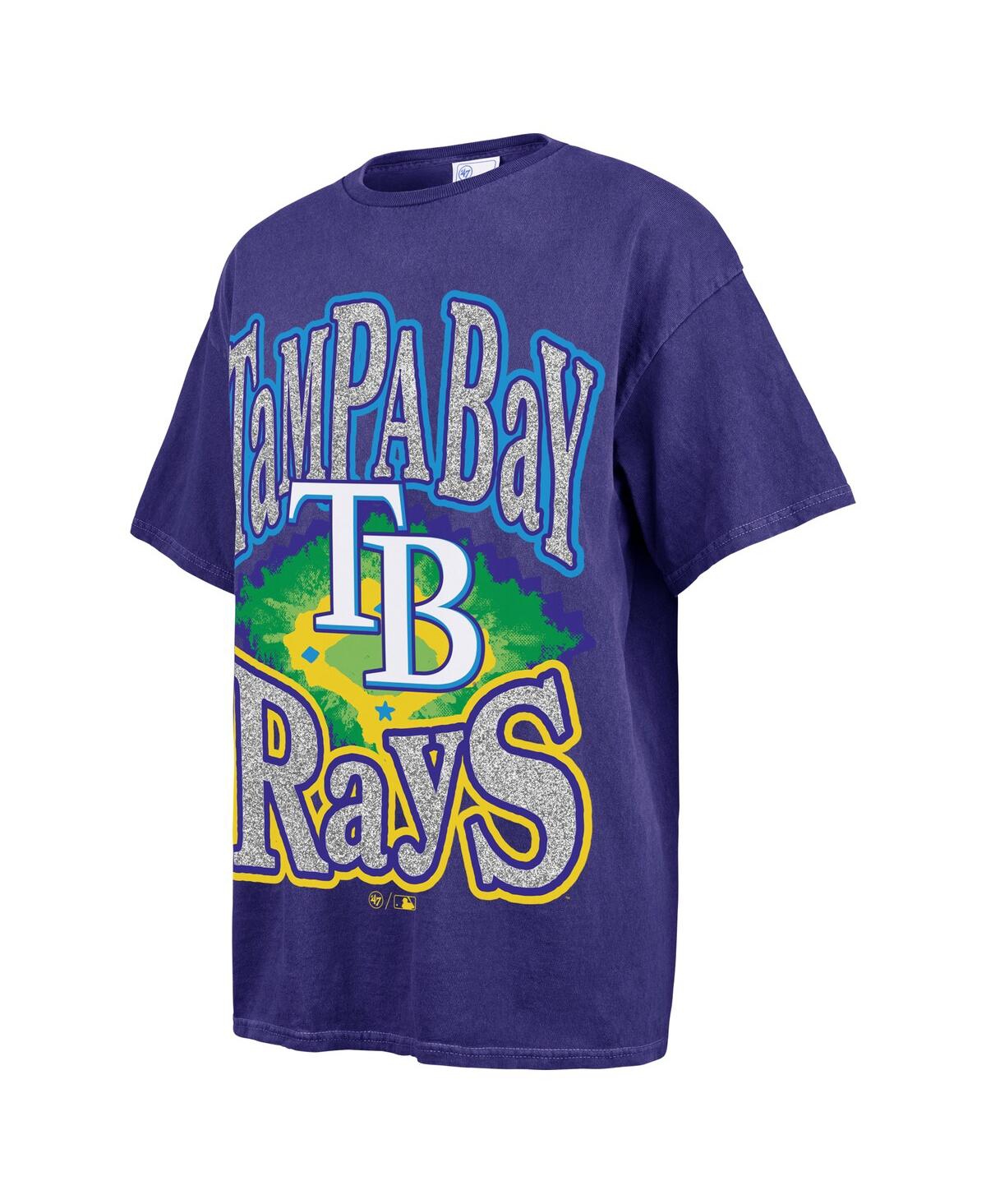47 BRAND WOMEN'S NAVY TAMPA BAY RAYS FLASHING LIGHTS BOYFRIEND T-SHIRT 