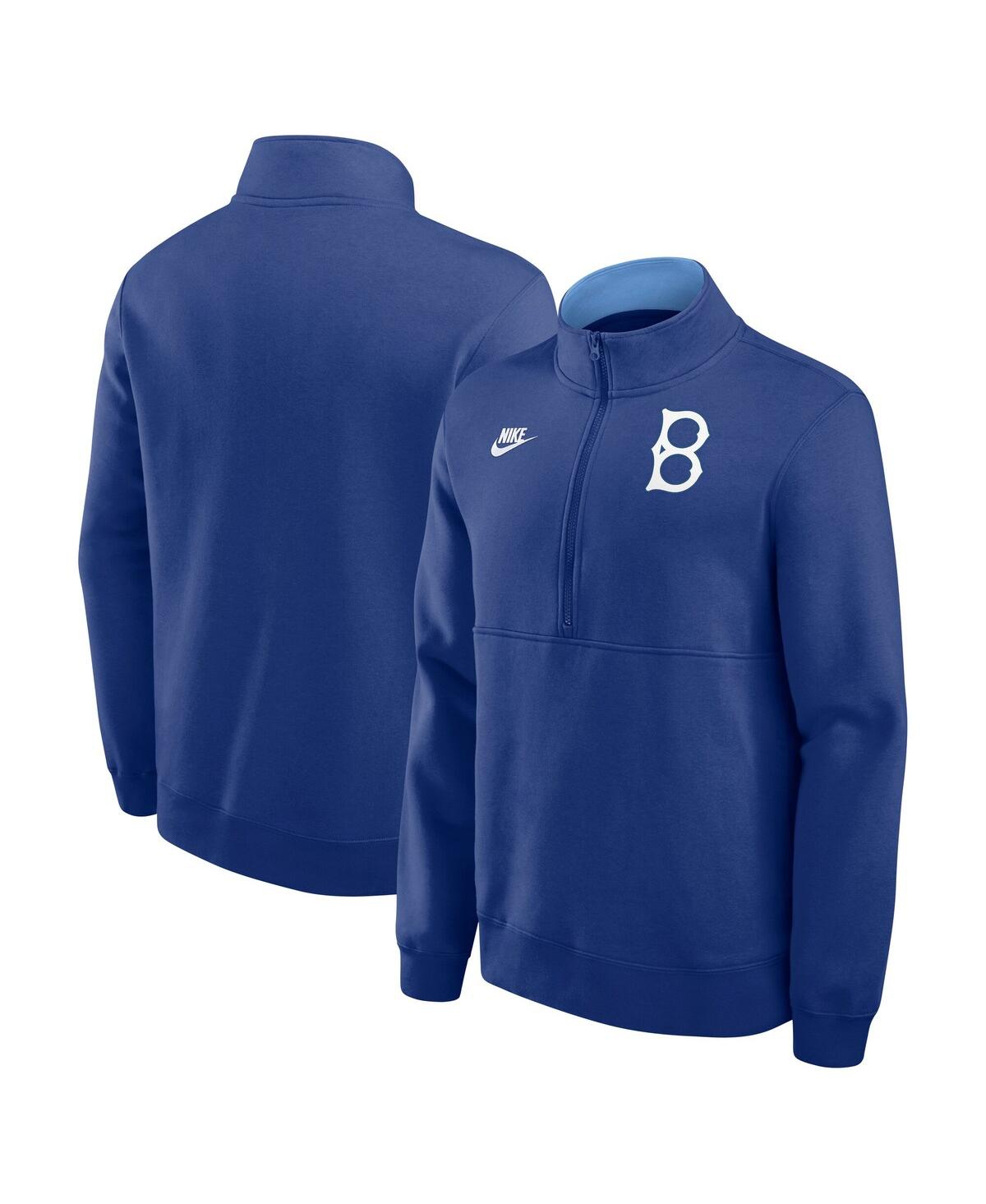 Nike Men's Royal Brooklyn Dodgers Cooperstown Collection Fleece Half-zip Pullover Sweatshirt In Blue