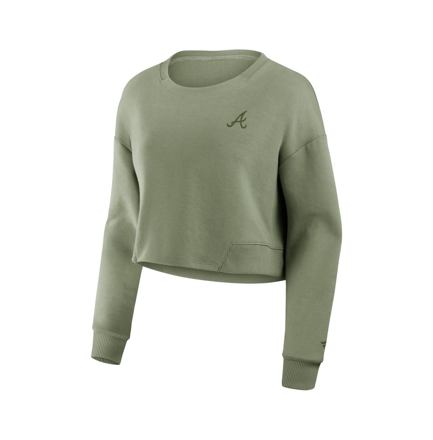 Женская толстовка Fanatics Olive Atlanta Braves Relax Studio Cropped Pullover — фото 3
