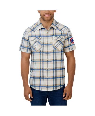 Men's Royal Chicago Cubs Plaid Full-Snap Shirt