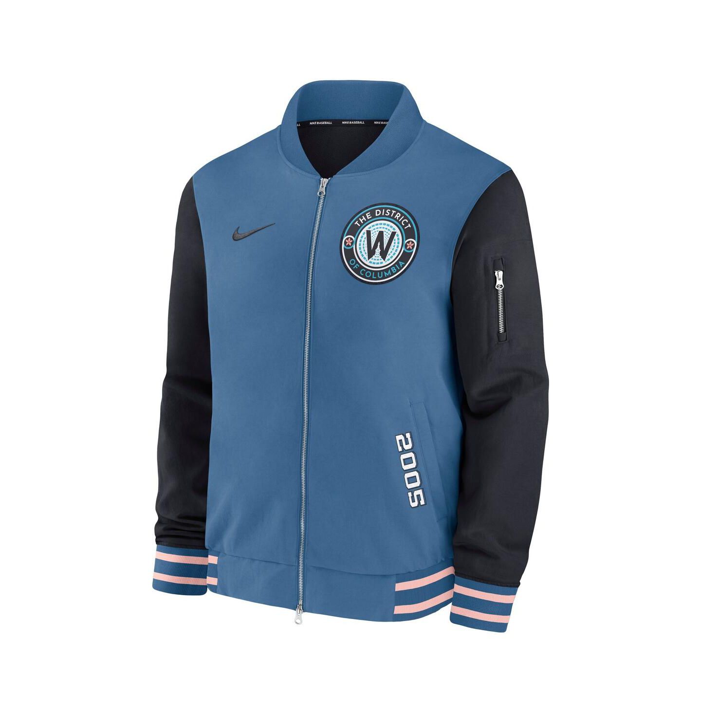 Мужская куртка Nike Blue Washington Nationals 2025 City Connect Authentic Collection Full-Zip Dugout Bomber — фото 2