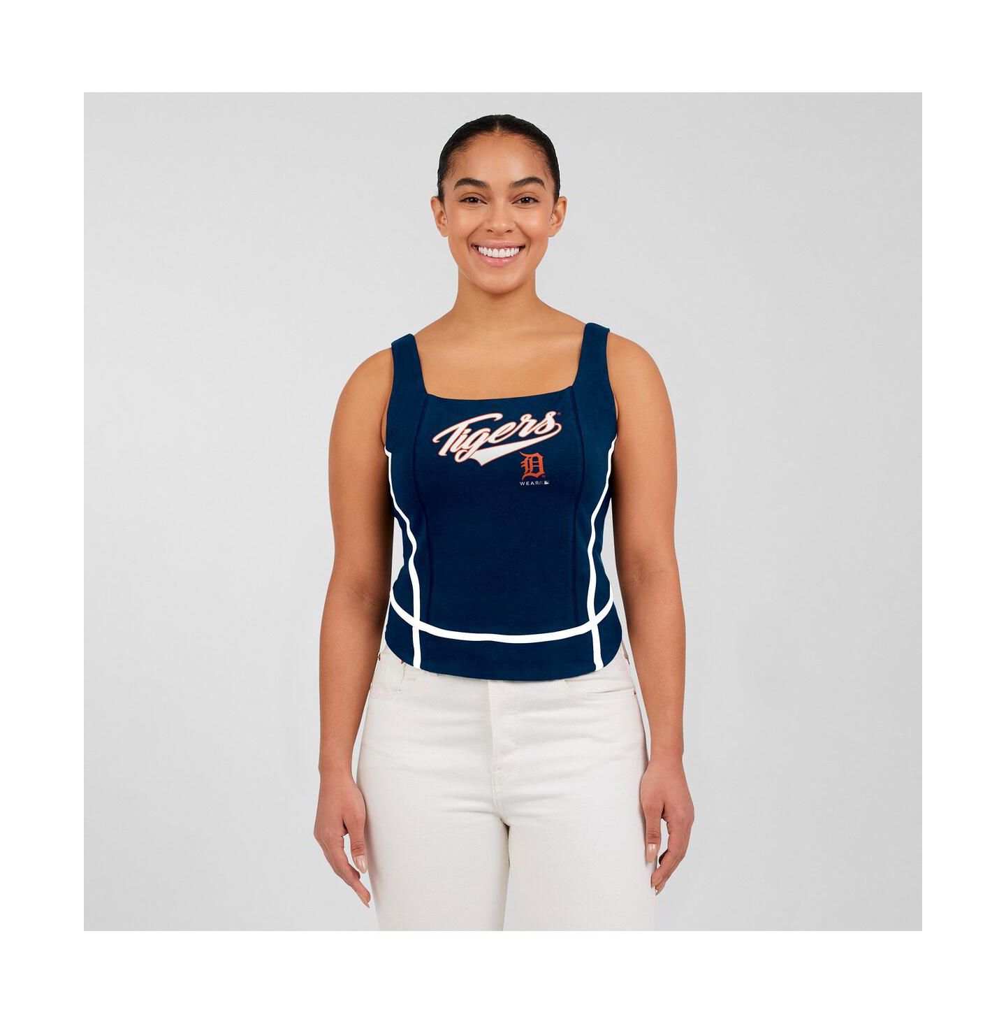Женский топ WEAR by Erin Andrews Navy Detroit Tigers Square Neck — фото 4