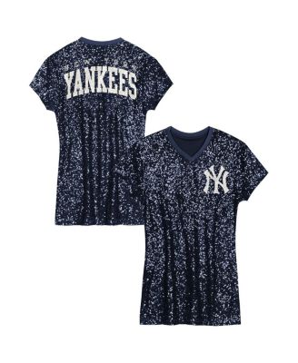 Outerstuff - Girls Preschool Navy New York Yankees Sequin V-Neck Dress