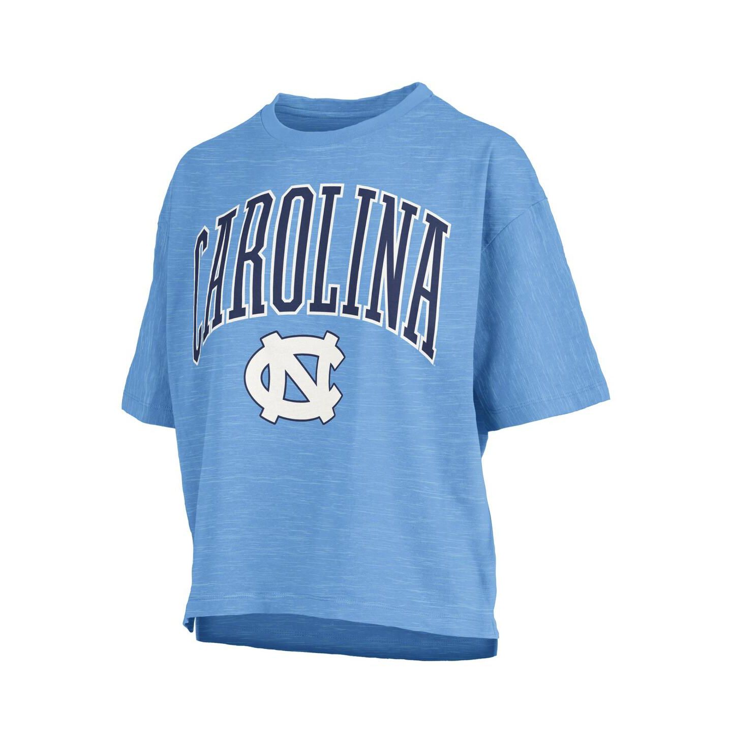 Женские футболки Pressbox Carolina Blue North Carolina Tar Heels Nelson Arch Over Logo Waist Length Oversized Slub — фото 2