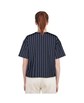 Women's Navy Houston Astros 2025 City Connect Boxy Pinstripe T-Shirt
