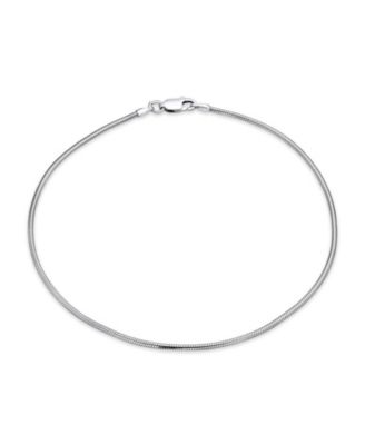 Simple Plain Snake Chain Anklet Strong Ankle Bracelet .925 Sterling Silver
