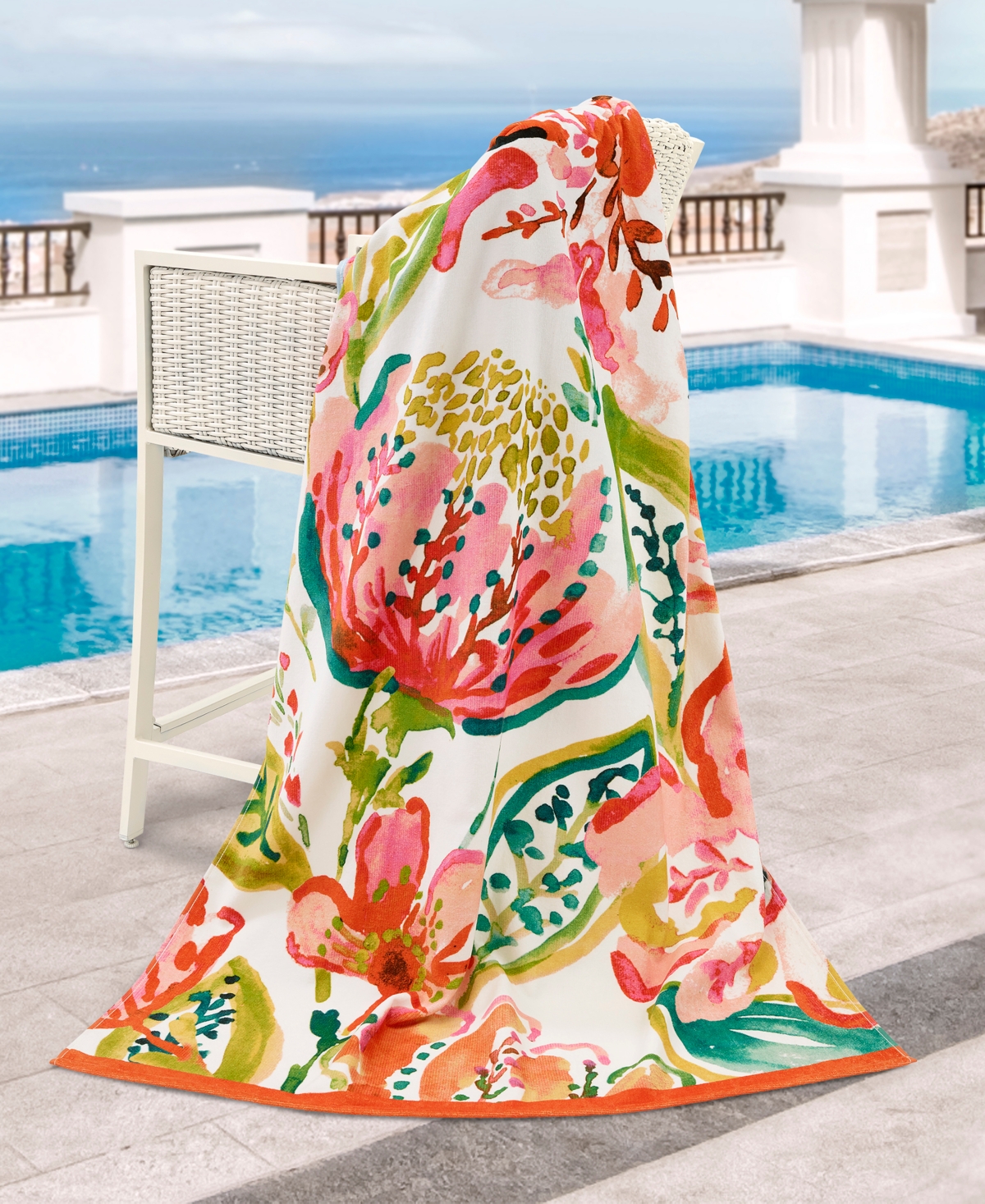 NICOLE MILLER HAVANA COTTON BEACH TOWEL, 68" X 36" 