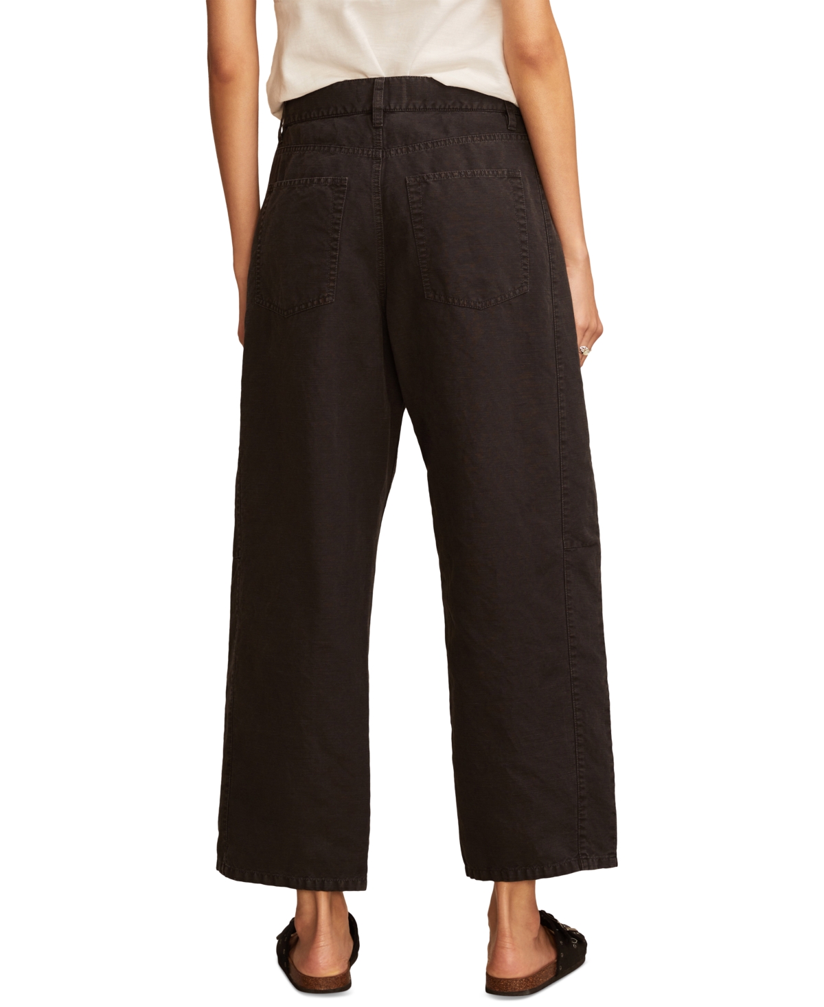 LUCKY BRAND WOMEN'S LINEN HIGH-RISE BARREL-LEG PANTS 