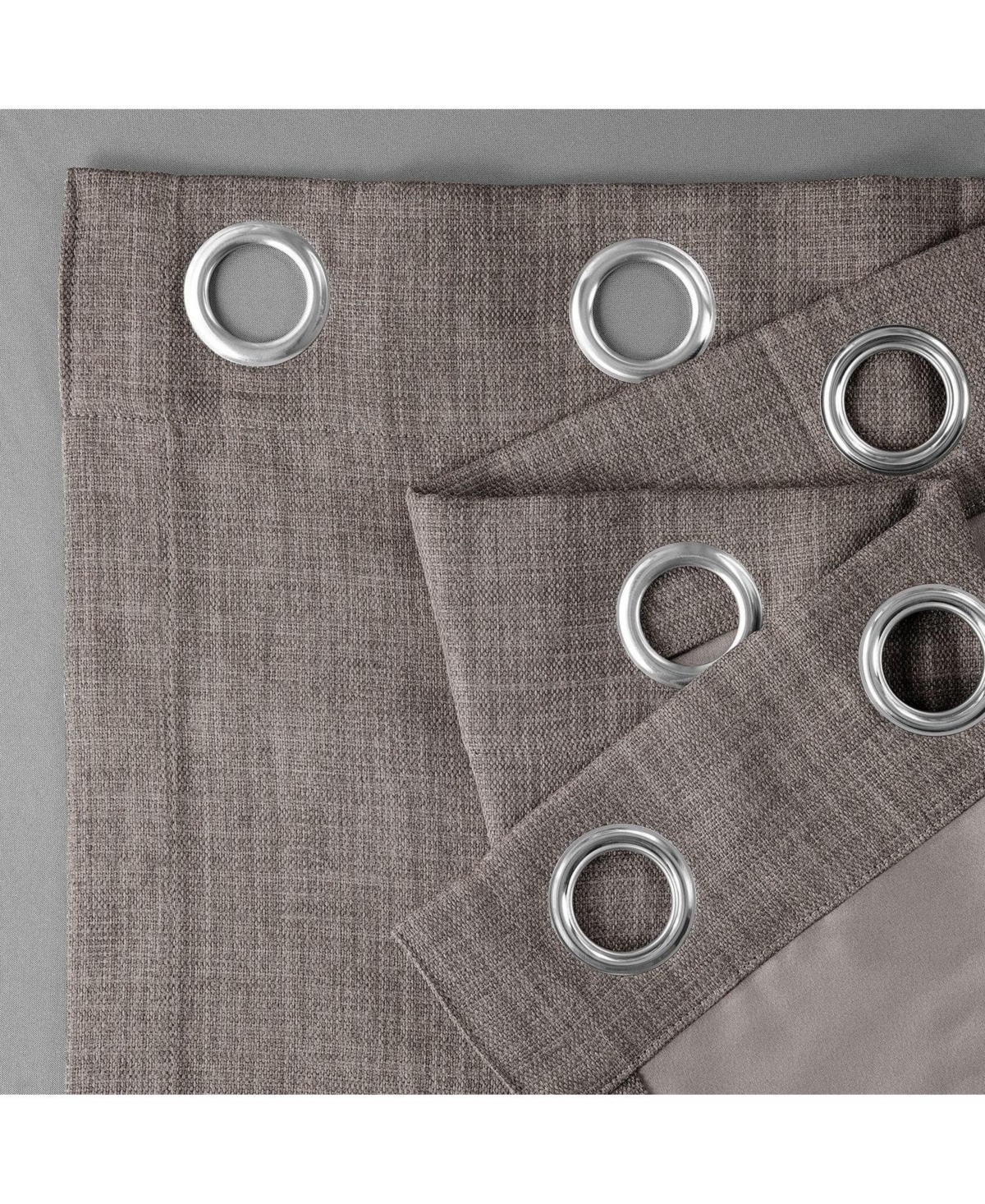 Half Price Drapes Grommet Textured Faux Linen Room Darkening Curtain In Brown