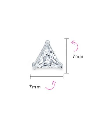 Set of 2 Triangle Clear Cubic Zirconia Stud Earrings Gold Plated Sterling Silver