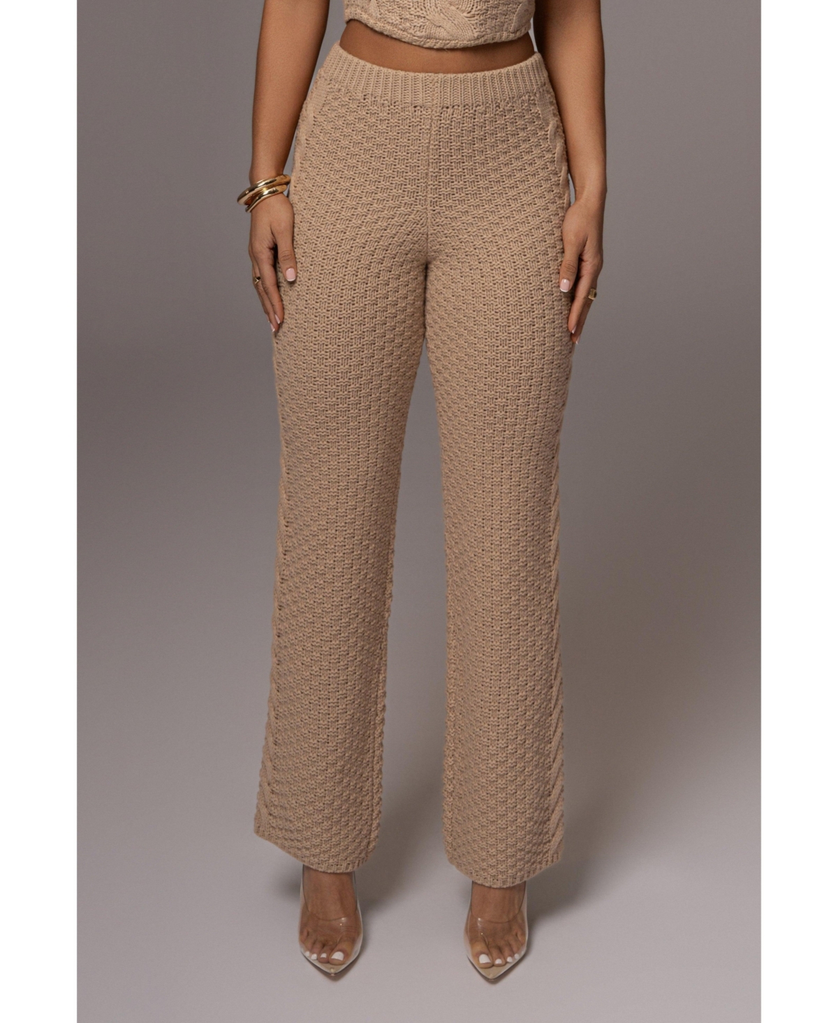 Women's Beige Madison Knit Pants - Beige