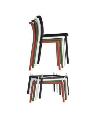 29.5" Outdoor Modern Plastic Patio Bar Height Stools (Set of 2)