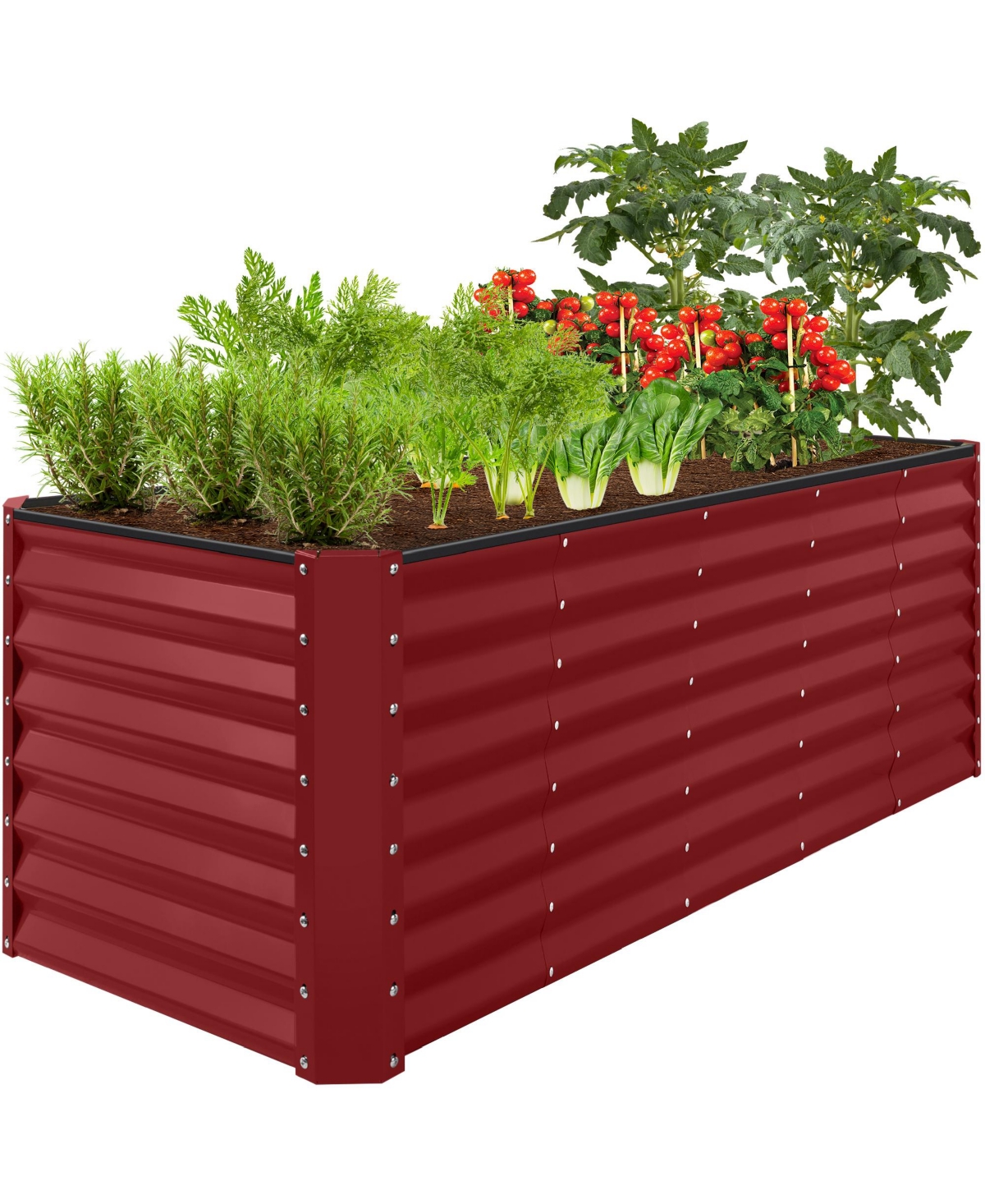 8x2x2ft Raised Metal Outdoor Garden Bed, Planter Box for Flowers, Vegetables, Herbs - Royal red