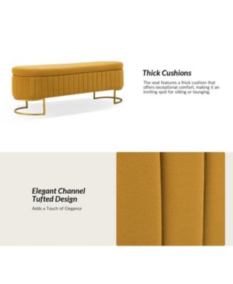 Sara Modern Storage Bench with Metal Legs and Channel Tufted