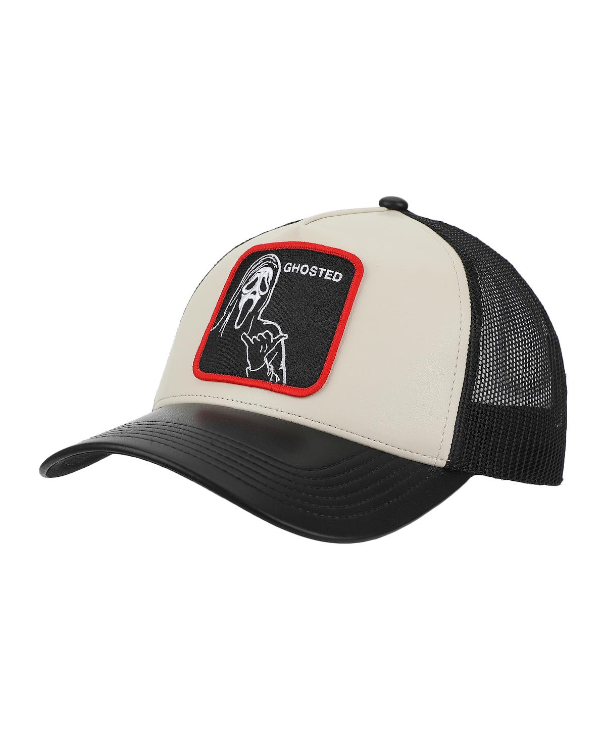 Men's Character Art Adult White Trucker Hat - Ghostface character art