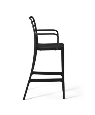 29.5" Outdoor Polypropylene Plastic Patio Bar Height Stools (Set of 2)