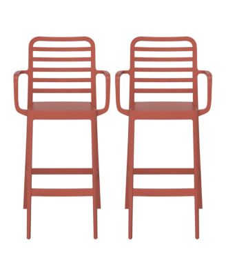 29.5" Outdoor Polypropylene Plastic Patio Bar Height Stools Set of 2