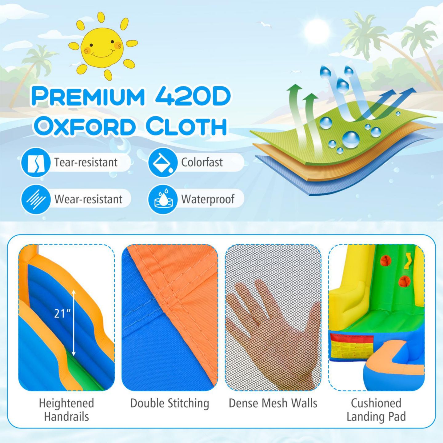 Детская игрушка Costway Mighty 13' x 10' x 8' Oxford Cloth Water Slide Bounce House with Splash Pool, Up to 3 Players, Ages 3-10 — фото 7
