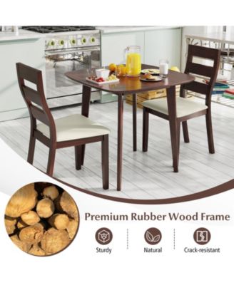 3-Piece Dining Table Set with Wooden Square Kitchen Table and 2 Chairs