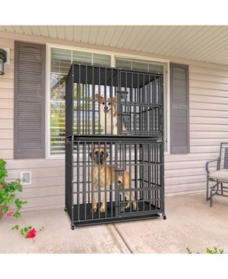 Two-tier Stackable XL Dog Cage with Casters and Tray