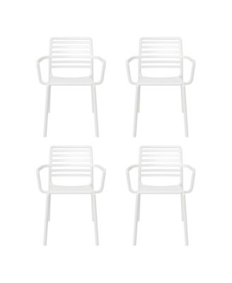 Outdoor Stackable Polypropylene Plastic Resin Dining Armchairs (Set of 4)