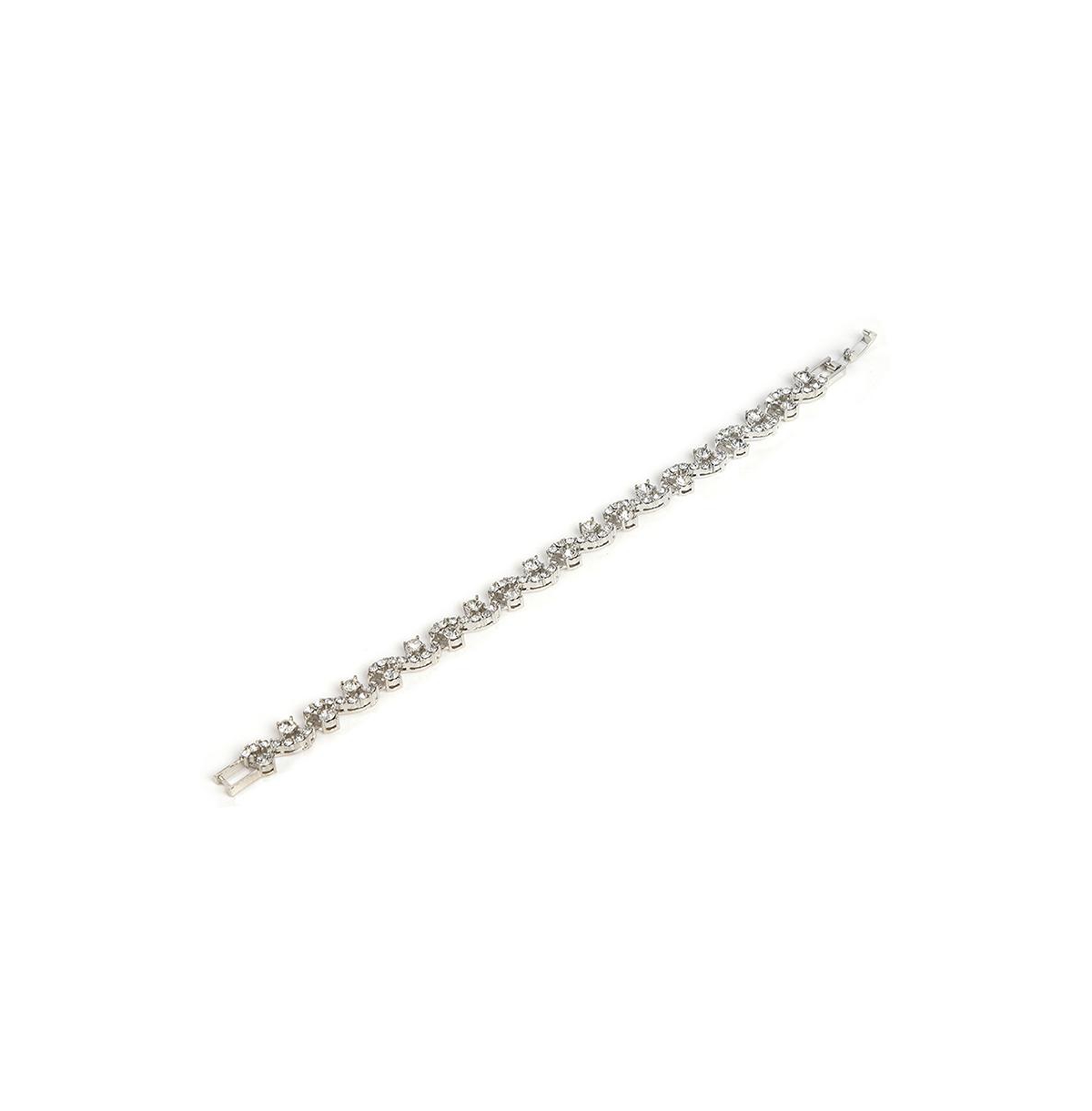Sohi Women's Floral Stone Statement Bracelet In Silver