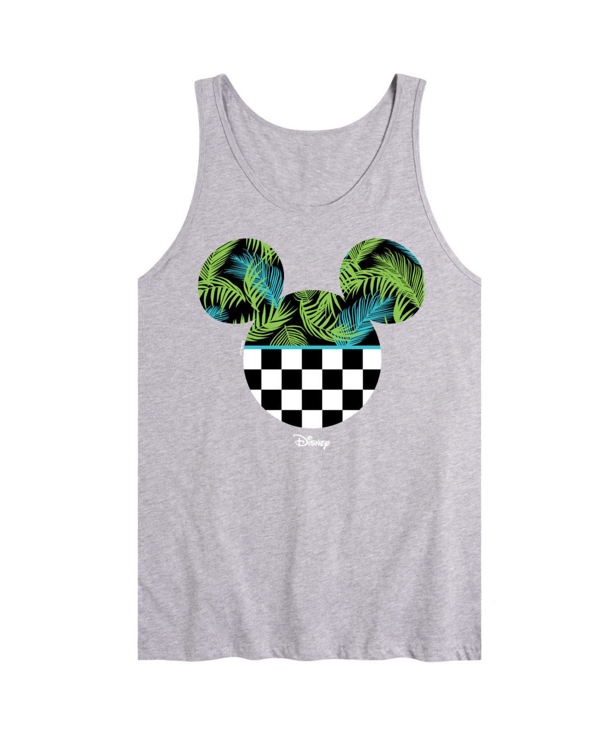 Men's Disney Mickey Palm Checkered Head Sleeveless Tank Top - Gray