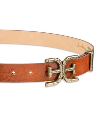 Women's Hammered Double-E Logo Plaque Buckle Belt