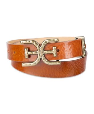 Women's Hammered Double-E Logo Plaque Buckle Belt