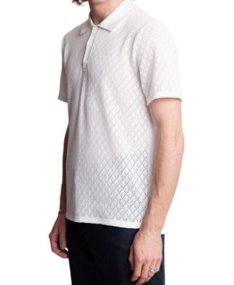 Men's Slim Fit Short Sleeve Diamond-Pattern Polo Shirt