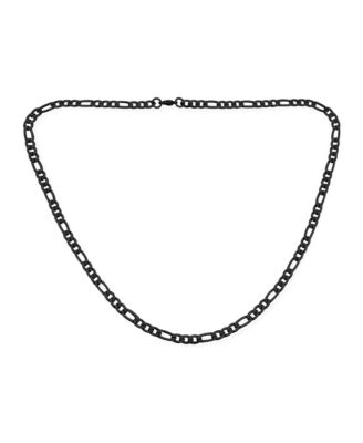 Flat Figaro Link 5MM Necklace and Bracelet Set Black Gold Tone Stainless Steel
